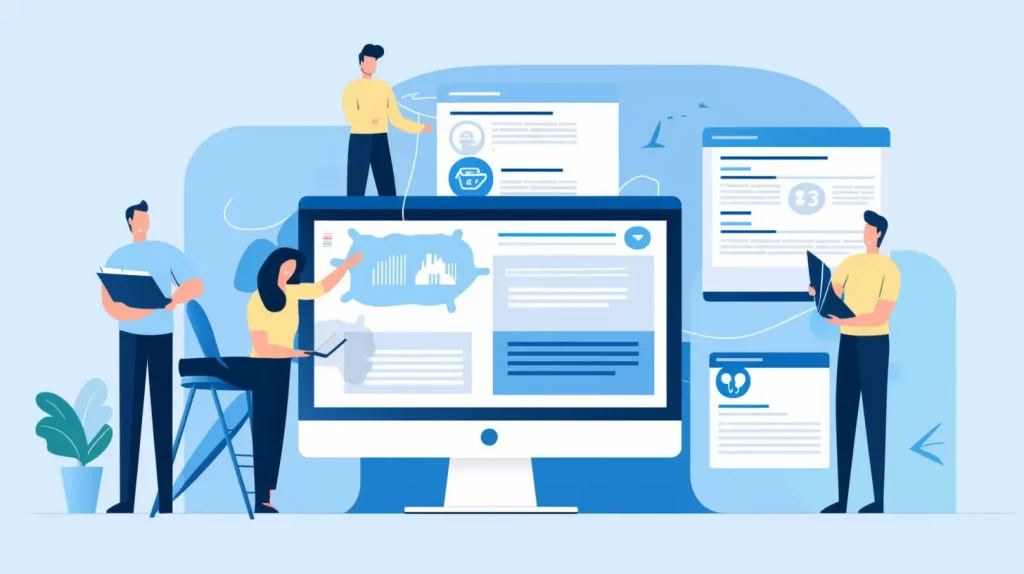 Firmenhomepage erstellen lassen. Illustration von Menschen